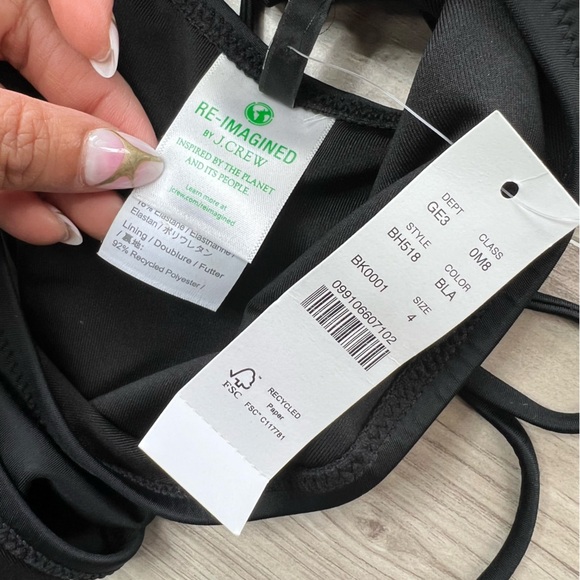 J. Crew Strappy Plunge with Beads One-piece Swimsuit Black Size 4 NWT - Picture 10 of 12